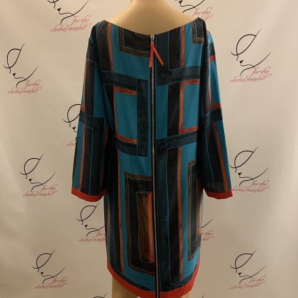 Eliza J. Sz 8. Lined Full Back Zip Shift Sheath Dress. Contrasting Band. B56 - Picture 6 of 10
